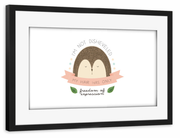 Poster mit Rahmen schwarz "My hair has freedom of expression" artboxONE - Tiere - Tiere,Natur,Lustig,Reizend,Niedlich,Tier,Natur
