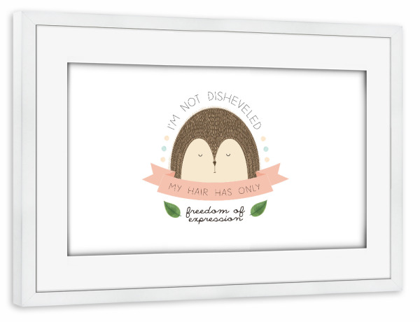 Poster mit Rahmen weiß "My hair has freedom of expression" artboxONE - Tiere - Tiere,Natur,Lustig,Reizend,Niedlich,Tier,Natur