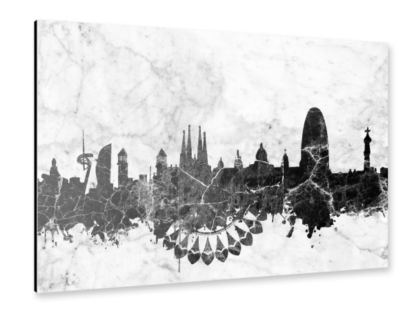 Alu-Dibond "Barcelona city skyline marble" 30x20 cm artboxONE