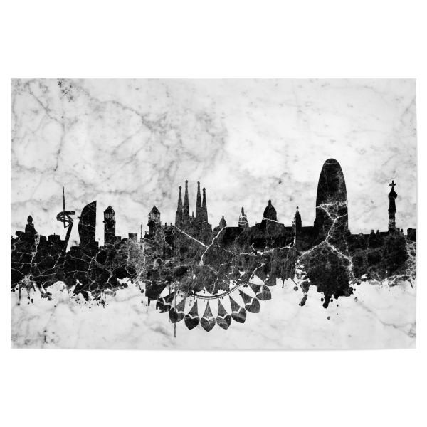 Poster 30x20 cm "Barcelona city skyline marble" artboxONE - Städte,Reise,Abstrakt,Schwarzweiß,Architektur,Städte / Barcelona