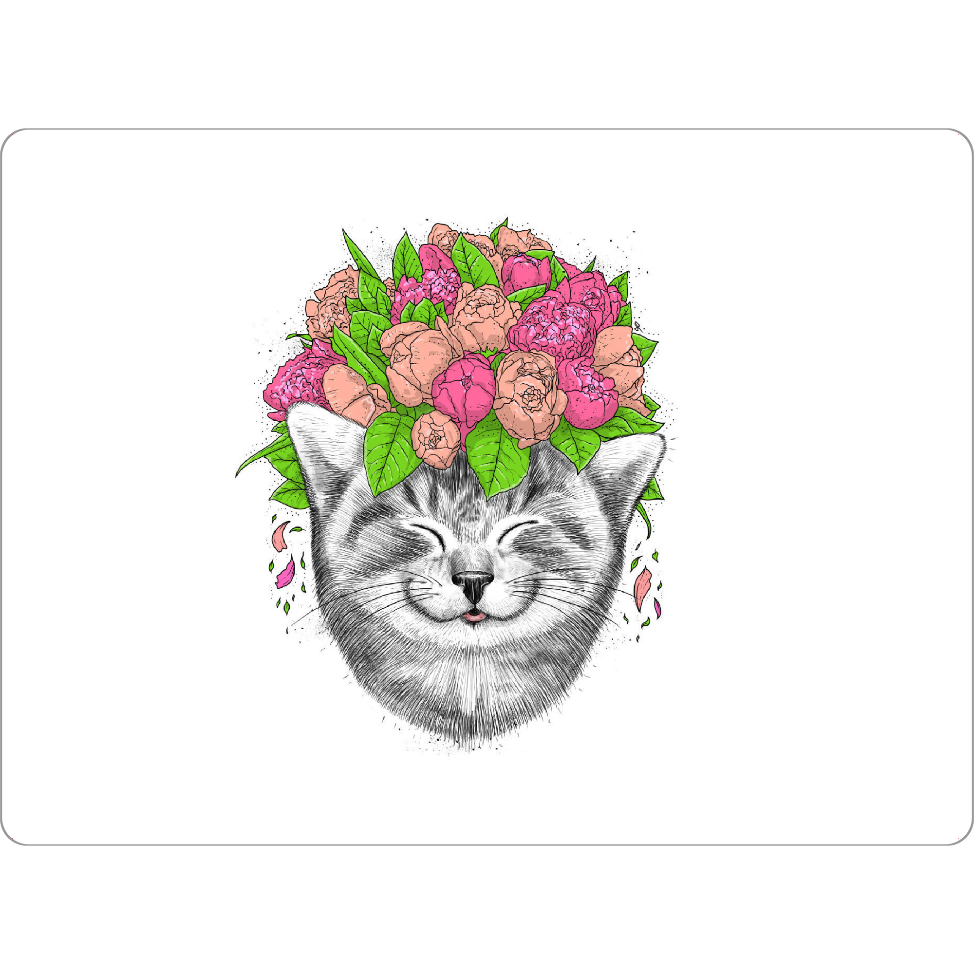 Tischset "Cat with flowers" artboxONE - Natur,Floral,Tiere,Festivals