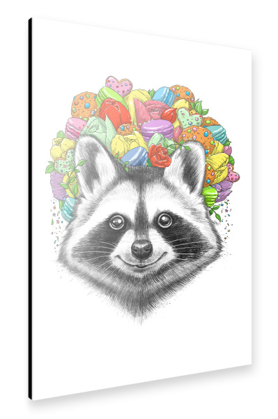 Alu-Dibond "Raccoon with a bouquet" 30x20 cm artboxONE