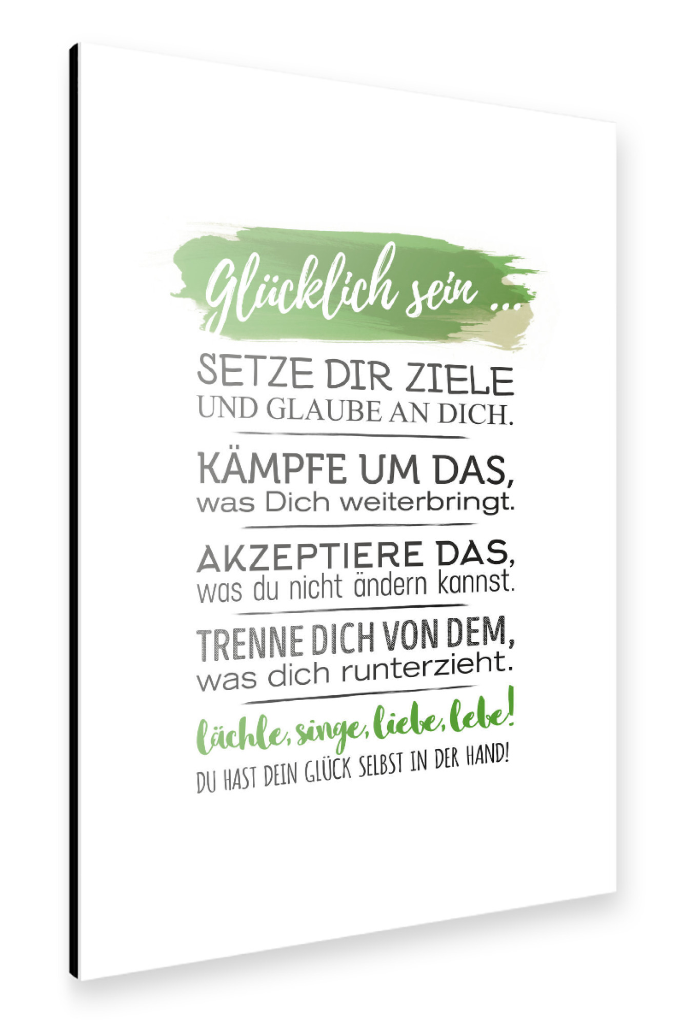 Alu-Dibond "Glücklich sein" 30x20 cm artboxONE