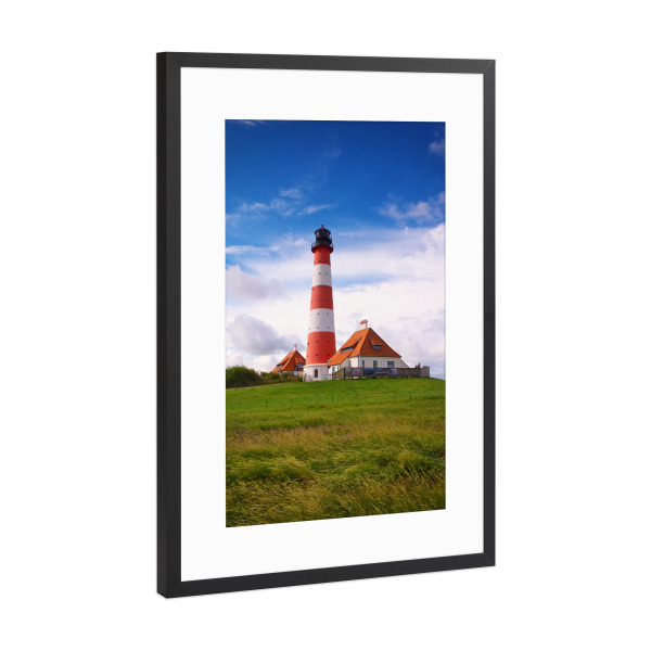 Poster mit Rahmen Schwarz (Metallic) "Westerhever Leuchtturm" artboxONE - Natur,Reise,Architektur,Reise / Strand und Meer