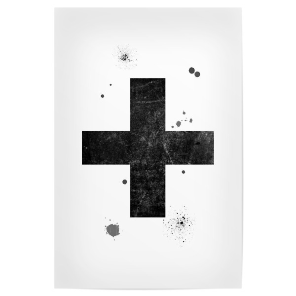 Poster 30x20 cm "Swiss Cross" artboxONE - Typografie,Abstrakt,Schwarzweiß,Geometrie