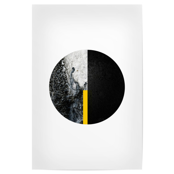 Poster 30x20 cm "Black and Yellow Minimalist" artboxONE - Abstrakt,Schwarzweiß,Geometrie