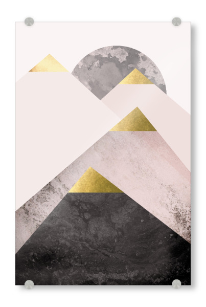 Acrylglasbild "Scandi Mountains in Blush" artboxONE - Geometrie - Mountains,Scandinavian,Gold,Blush