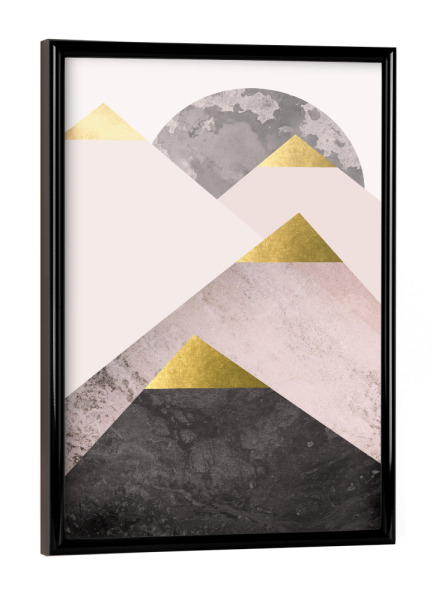 Poster mit schwarzem Rahmen "Scandi Mountains in Blush" artboxONE - Geometrie - Mountains,Scandinavian,Gold,Blush