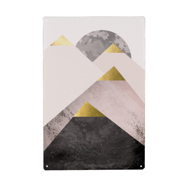 Metall Poster "Scandi Mountains in Blush" artboxONE - Geometrie - Mountains,Scandinavian,Gold,Blush - Blechschild