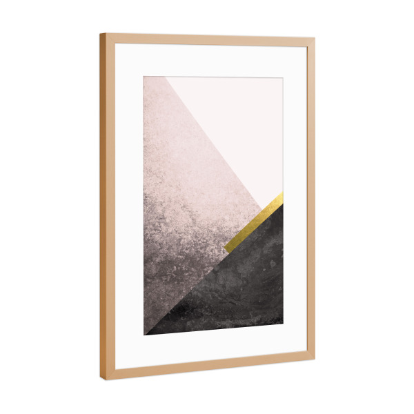 Poster mit Rahmen Kupfer "Scandi in Blush and Gold" artboxONE - Abstrakt,Geometrie - Skandinavisch,Geometrisch,Gold,Rosa,Schwarz,Linien