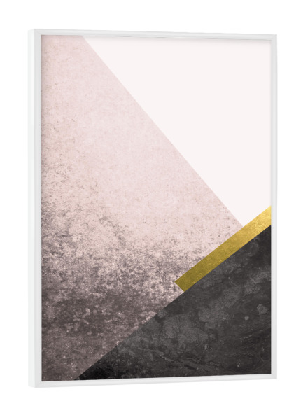 Poster mit weißem Rahmen "Scandi in Blush and Gold" artboxONE - Abstrakt,Geometrie - Skandinavisch,Geometrisch,Gold,Rosa,Schwarz,Linien