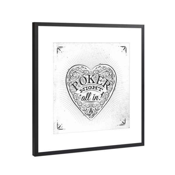 Poster mit Rahmen Schwarz (Metallic) "Poker-Nacht" artboxONE - Typografie,Abstrakt,Schwarzweiß