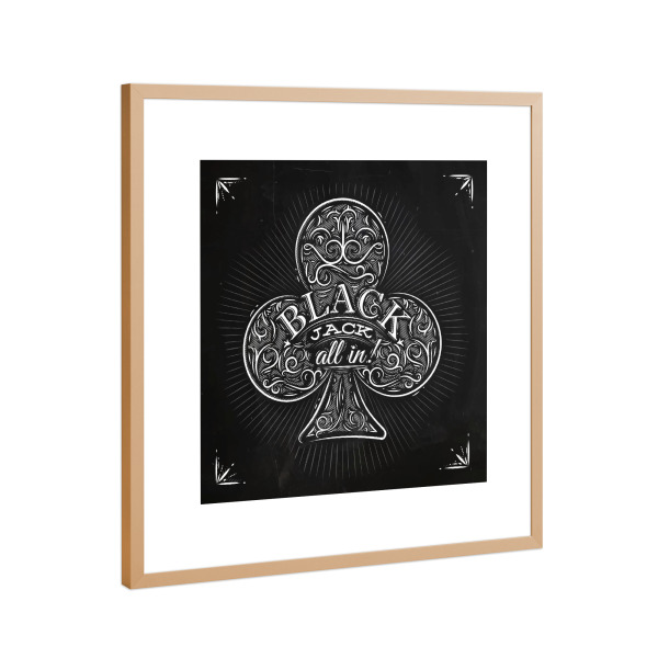 Poster mit Rahmen Kupfer "Kreuz Blackjack Kreide" artboxONE - Typografie,Abstrakt,Schwarzweiß