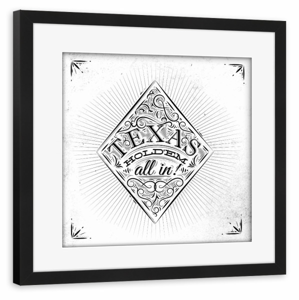 Poster mit Rahmen schwarz "Diamanten Texas Holdem" artboxONE - Typografie,Schwarzweiß