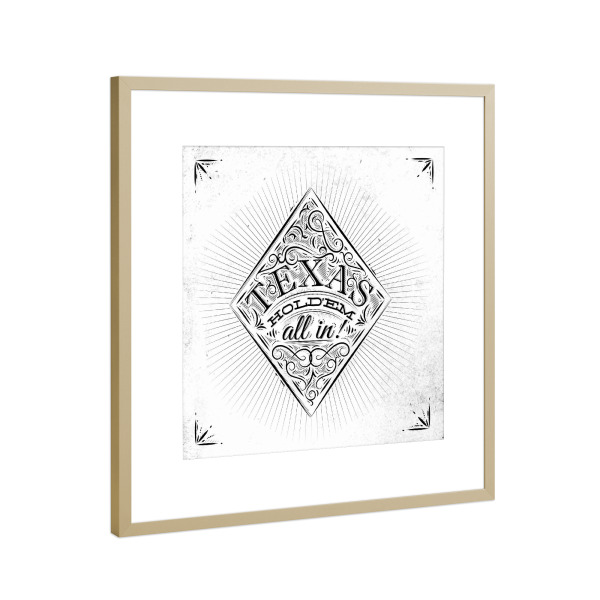 Poster mit Rahmen Gold "Diamanten Texas Holdem" artboxONE - Typografie,Schwarzweiß