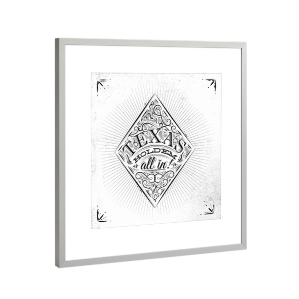 Poster mit Rahmen Silber "Diamanten Texas Holdem" artboxONE - Typografie,Schwarzweiß