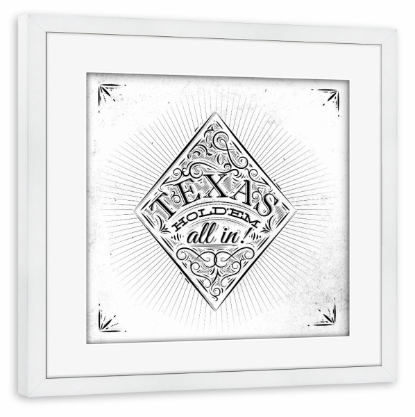 Poster mit Rahmen weiß "Diamanten Texas Holdem" artboxONE - Typografie,Schwarzweiß
