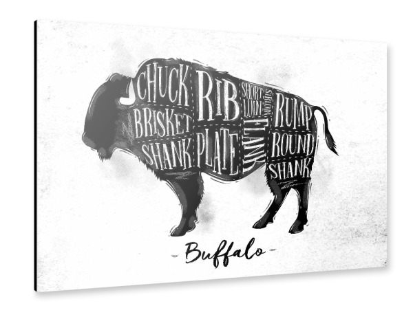 Alu-Dibond "Büffel Schema" 30x20 cm artboxONE