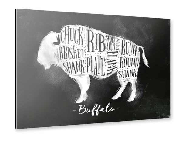 Alu-Dibond "Buffalo Schema Kreide" 30x20 cm artboxONE