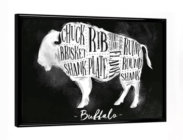 Poster mit schwarzem Rahmen "Buffalo Schema Kreide" artboxONE - Tiere,Essen & Trinken,Schwarzweiß