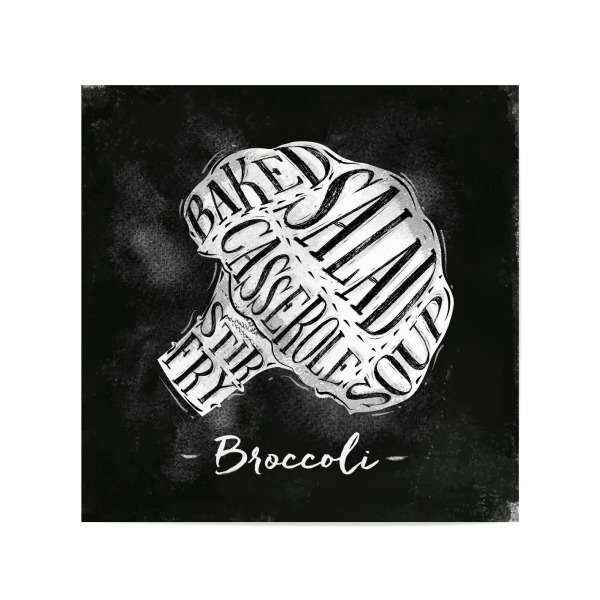 Poster 20x20 cm "Broccoli Schema Kreide" artboxONE - Natur,Essen & Trinken,Schwarzweiß