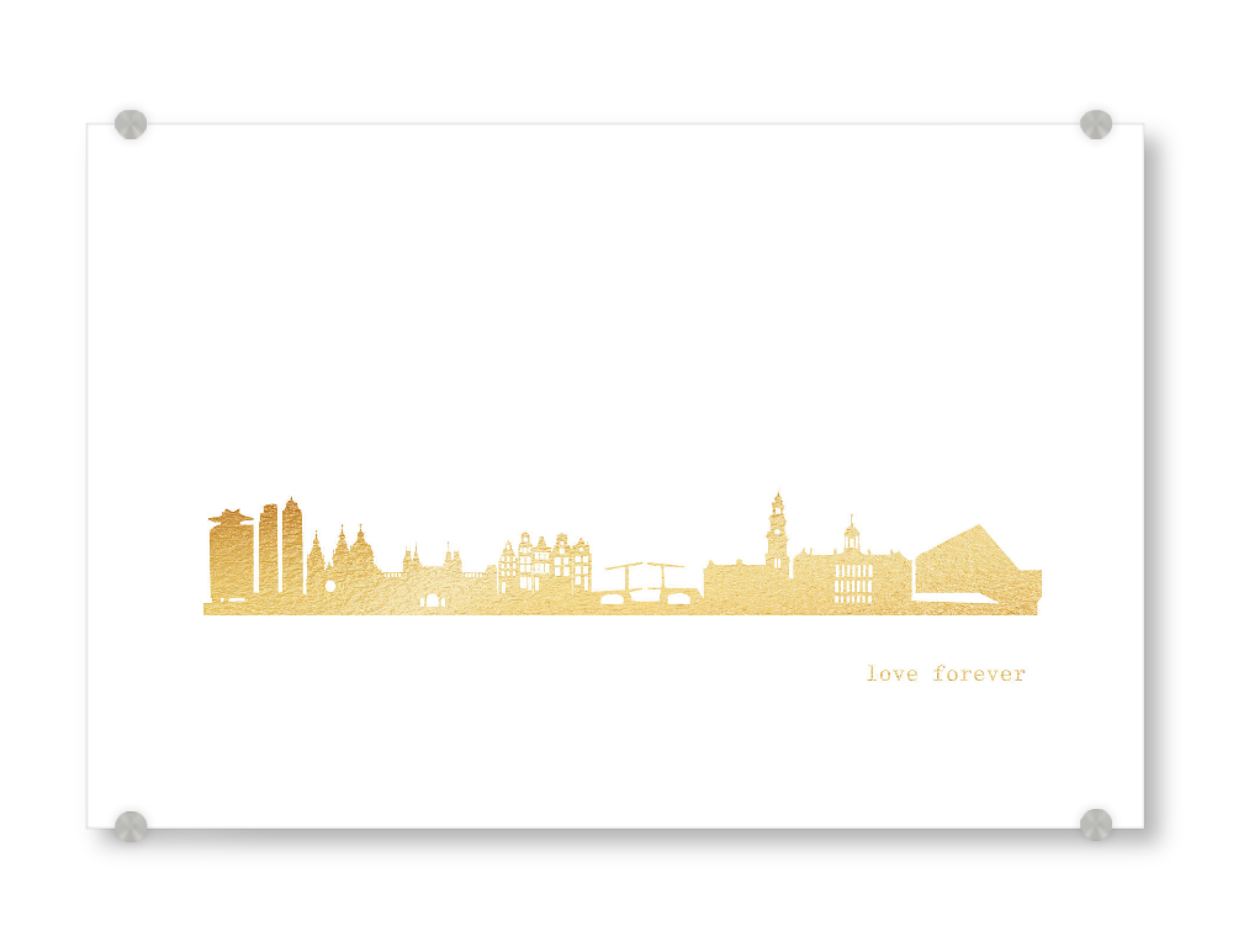 Acrylglasbild "AMSTERDAM GOLD Print Love" artboxONE - Städte,Reise,Architektur,Städte / Amsterdam