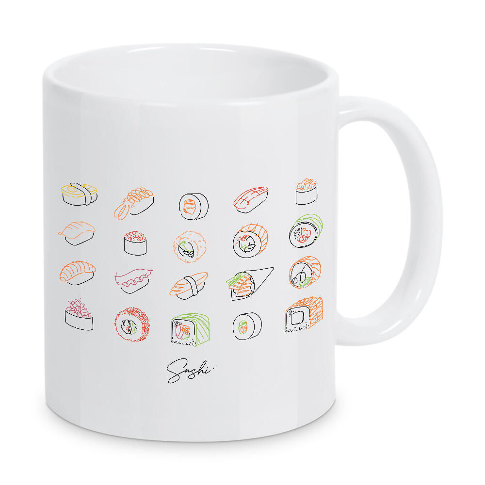 Tasse "Sushi-Set Neon-Stil weiß" artboxONE - Essen & Trinken
