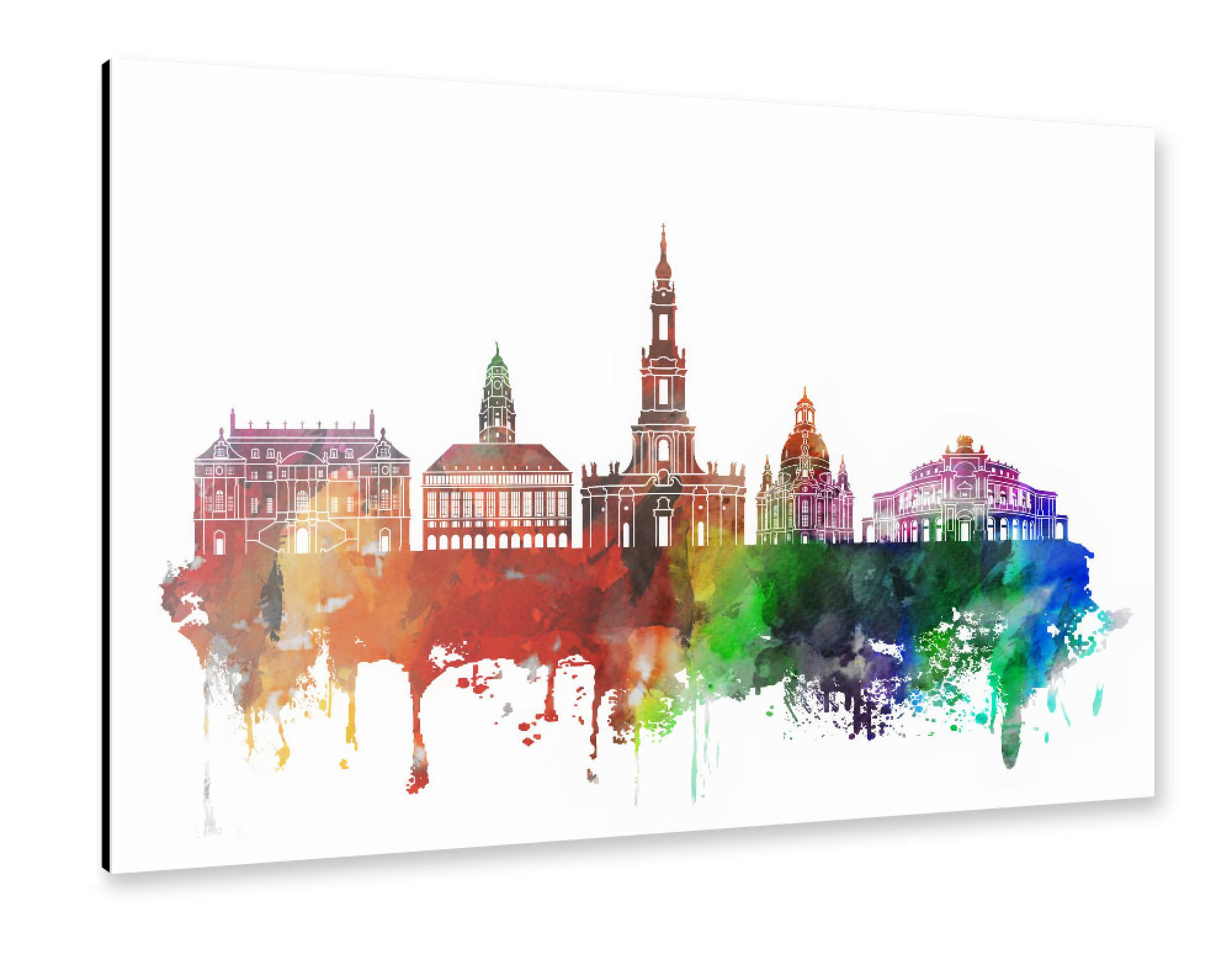 Alu-Dibond "Dresden Germany Skyline Watercolor" 75x50 cm artboxONE