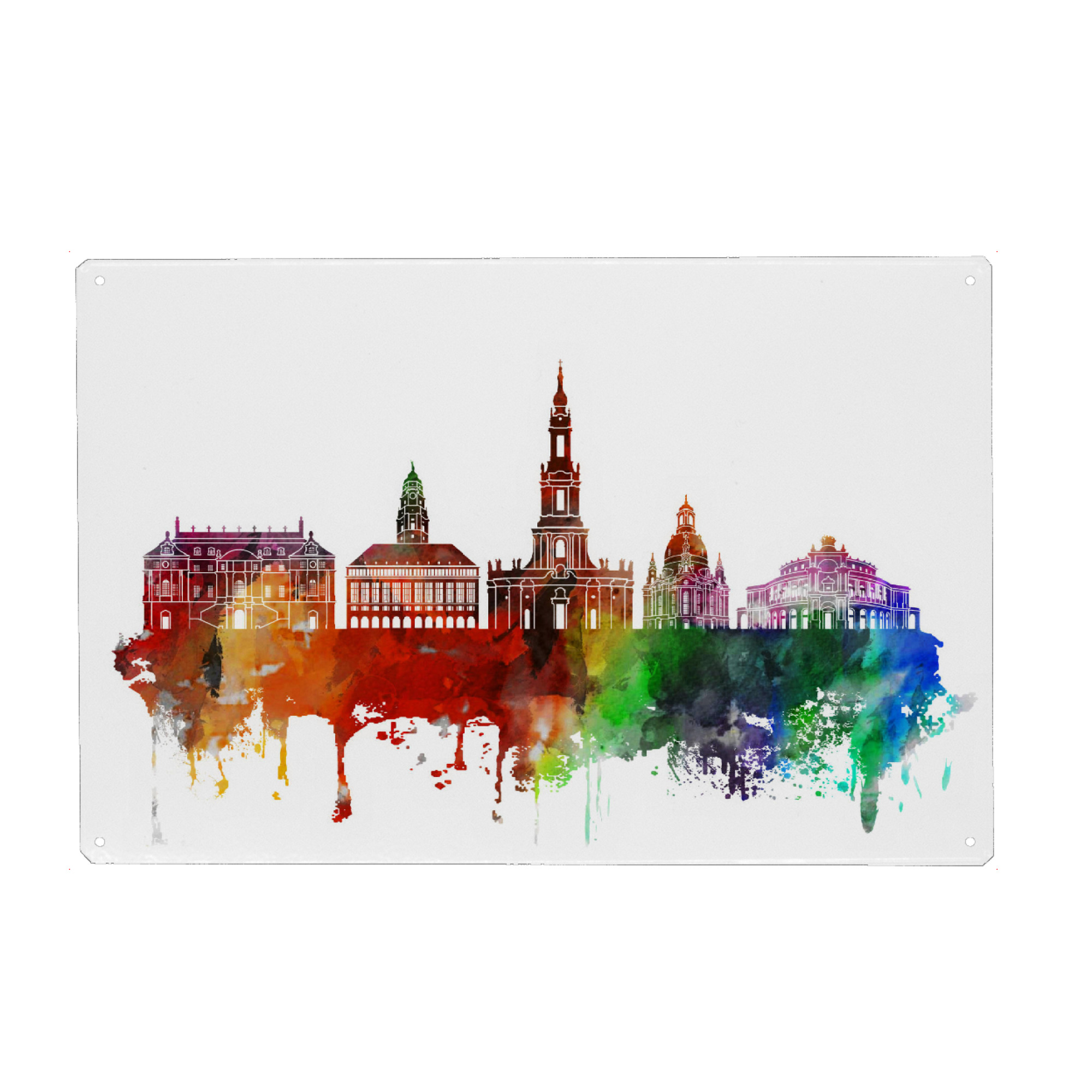 Metall Poster "Dresden Germany Skyline Watercolor" artboxONE - Städte,Reise,Städte / Dresden