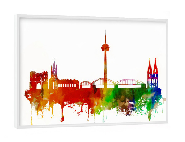 Poster mit weißem Rahmen "Cologne Germany Skyline Watercolor" artboxONE - Städte,Städte / Köln,Reise