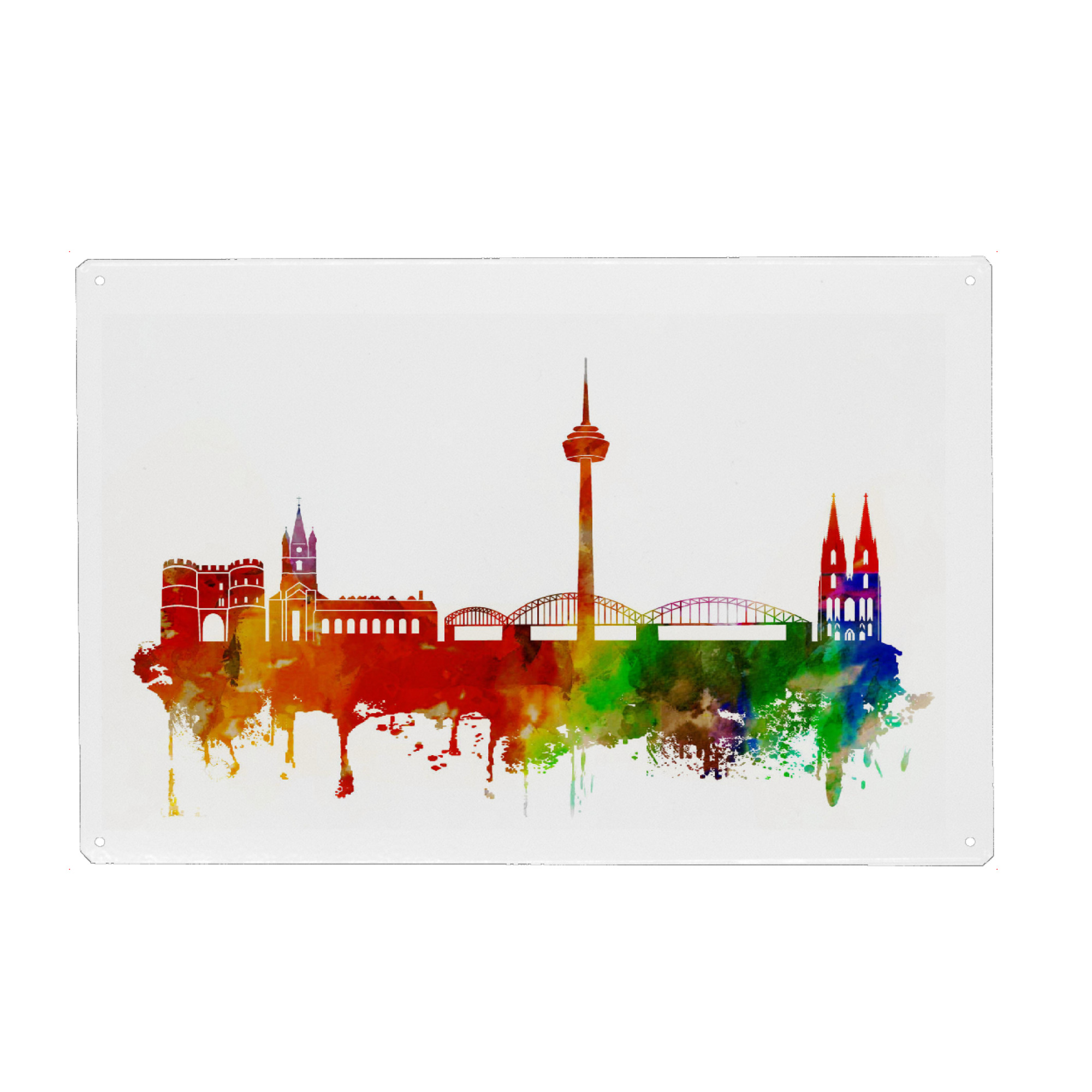 Holzbild "Cologne Germany Skyline Watercolor" artboxONE - Städte,Städte / Köln,Reise