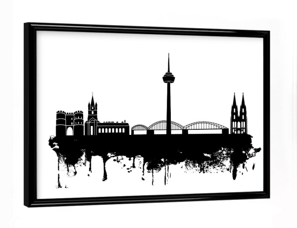 Poster mit schwarzem Rahmen "Cologne Germany Skyline Black and White" artboxONE - Städte,Städte / Köln,Reise,Schwarzweiß