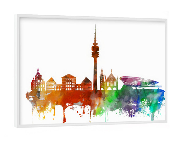 Poster mit weißem Rahmen "Munich Germany Skyline" artboxONE - Städte,Städte / München,Reise