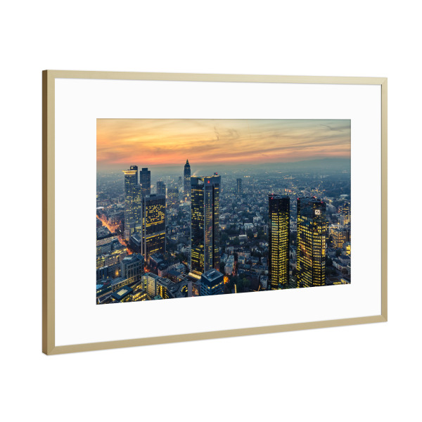 Poster mit Rahmen Gold "Frankfurt 08" artboxONE - Städte,Reise,Architektur,Städte / Frankfurt