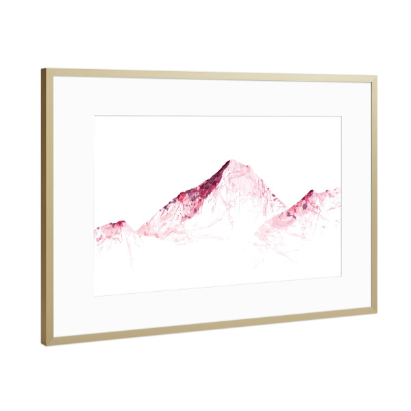 Poster mit Rahmen Gold "MOUNT EVEREST mountainsplash pink" artboxONE - Natur,Reise,Reise / Länder