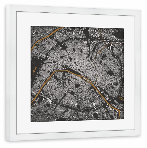 Poster mit Rahmen weiß "Golden Paris" artboxONE - Städte / Paris - Paris,Stadt der liebe,Valentinstag,Jahrestag,Frankreich,Muttertag