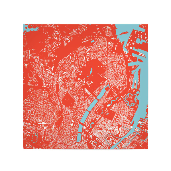 Poster 20x20 cm "Kopenhagen red blue" artboxONE - Städte / København - Dänemark,Danmark,Kobenhaven,Däne,Norden