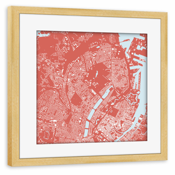 Poster mit Rahmen kiefer "Kopenhagen rose blue" artboxONE - Städte / København - Dänemark,Danmark,Kobenhaven,Däne,Norden