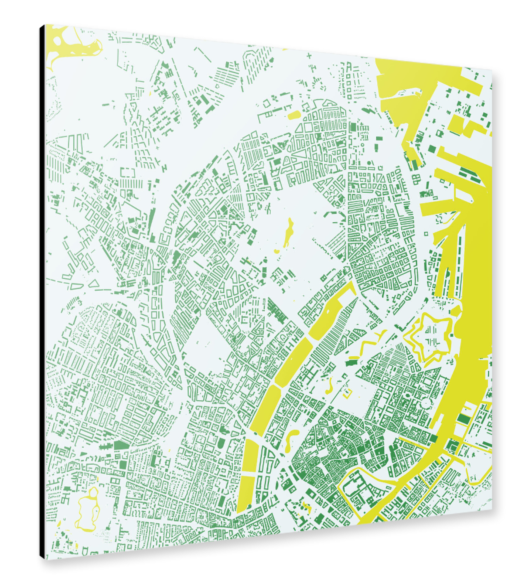 Alu-Dibond "Kopenhagen yellow green" 30x30 cm artboxONE