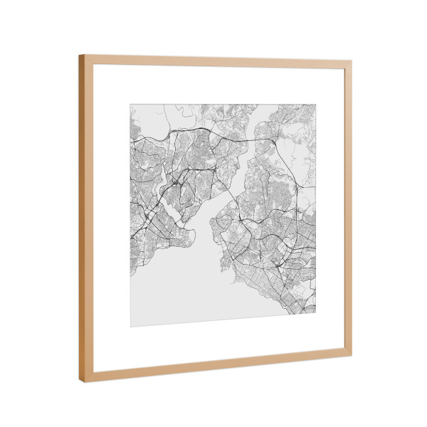 Poster mit Rahmen Kupfer "Istanbul in black" artboxONE - Schwarzweiß,Städte / Istanbul - Stadtkarte,Maps,Türkei,Hauptstadt