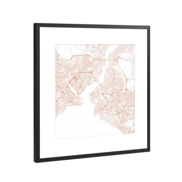 Poster mit Rahmen Schwarz (Metallic) "Istanbul in red" artboxONE - Städte / Istanbul - Stadtkarte,Maps,Türkei,Hauptstadt
