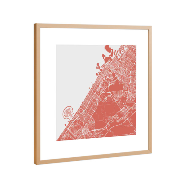 Poster mit Rahmen Kupfer "Dubai in red" artboxONE - Städte / Dubai - Vereinigte arabische emirate,Städtekarte,Palmeninsel