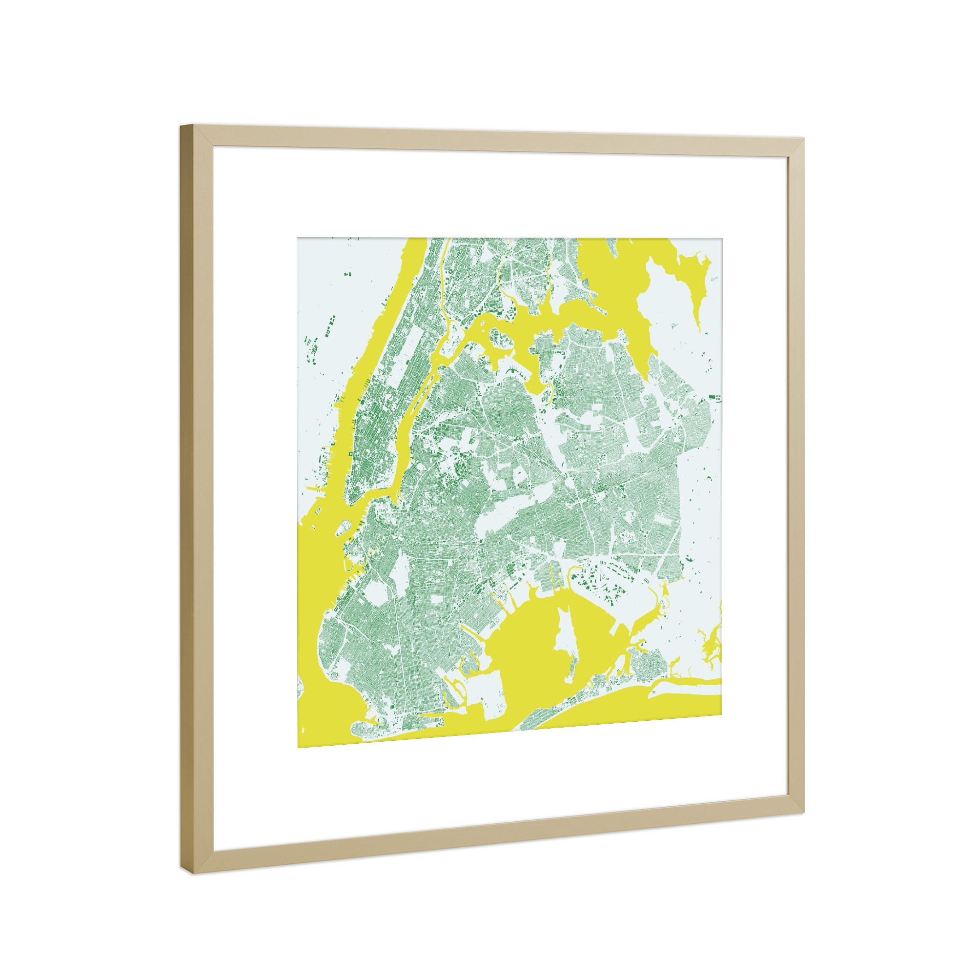 Poster mit Rahmen Gold "Green and Yellow New York" artboxONE - Städte / Köln
