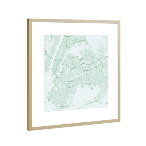 Poster mit Rahmen Gold "Green New York" artboxONE - Städte / New York
