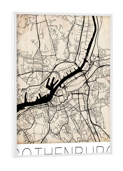 Poster mit weißem Rahmen "Gothenburg Sweden Retro Map" artboxONE - Städte,Reise,Städte / Weitere