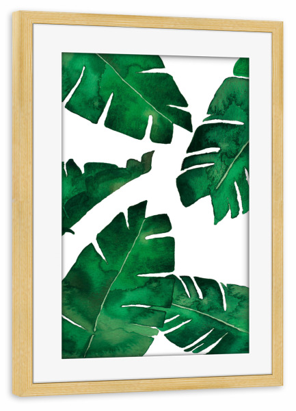 Poster mit Rahmen kiefer "Banana leaf" artboxONE - Natur,Reise,Floral - Bananaleaf,Leaf,Banana,Grün,Pflanzen,Tropisch,Palmen,Dschungel