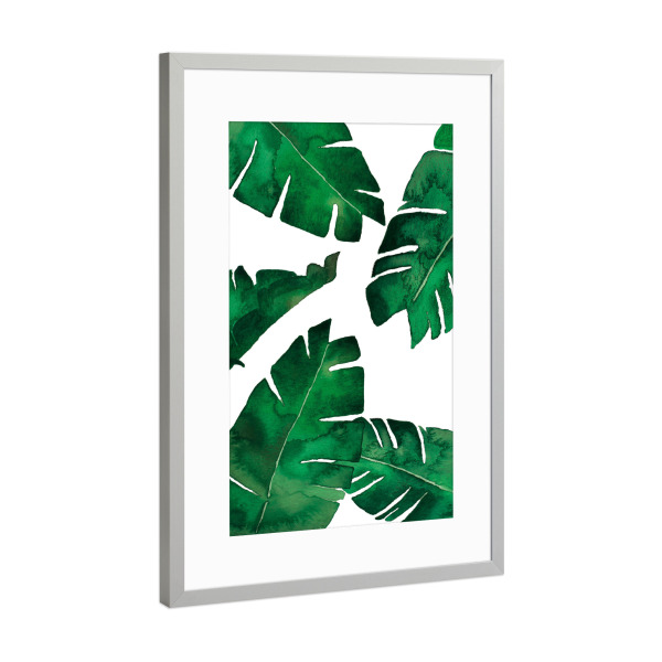 Poster mit Rahmen Silber "Banana leaf" artboxONE - Natur,Reise,Floral - Bananaleaf,Leaf,Banana,Grün,Pflanzen,Tropisch,Palmen,Dschungel