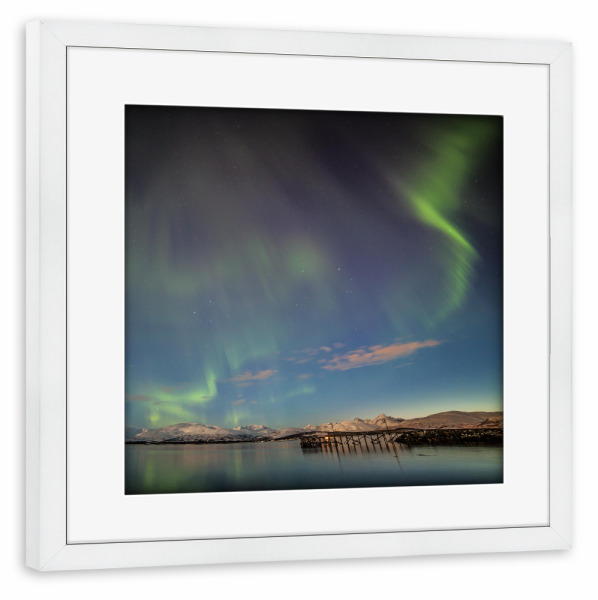 Poster mit Rahmen weiß "Nordlicht XV" artboxONE - Natur