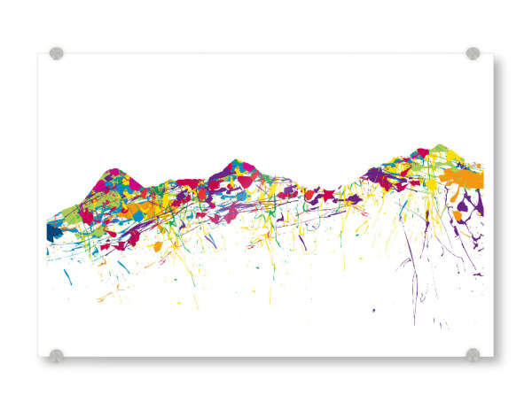 Acrylglasbild "Mountainsplash Eiger/Mönch/Jungfrau bunt" artboxONE - Natur,Reise - Berg,Gebirge,Bunt,Modern,Abstrakt,Berge,Mythen,Schweiz