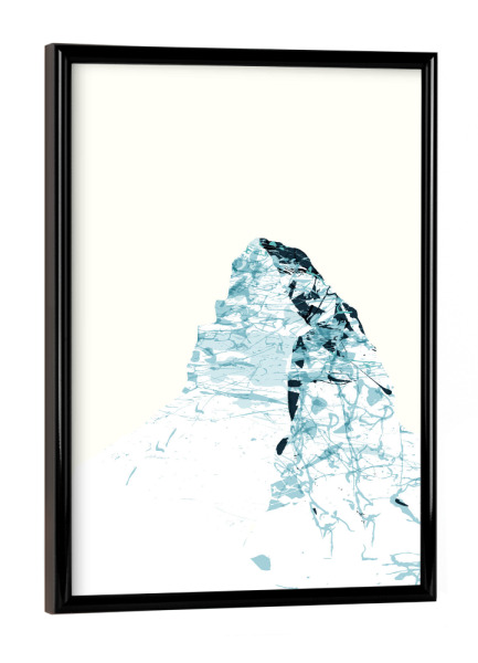 Poster mit schwarzem Rahmen "Mountainsplash Matterhorn turquoise" artboxONE - Natur,Reise - Berg,Gebirge,Bunt,Modern,Abstrakt,Berge,Mythen,Schweiz